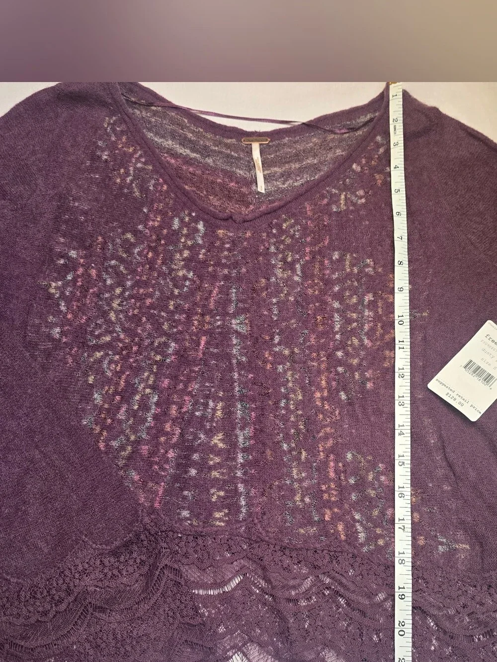 Free People Plum Lace-Hem Long Sleeve Top